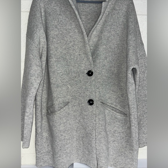 Madewell Women's Sz. M Grey Merino Wool Long Line Cardigan Sweater - Picture 5 of 10
